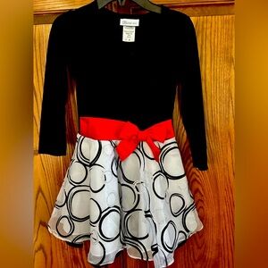 Bonnie Jean Black and White Dress with Red Accent